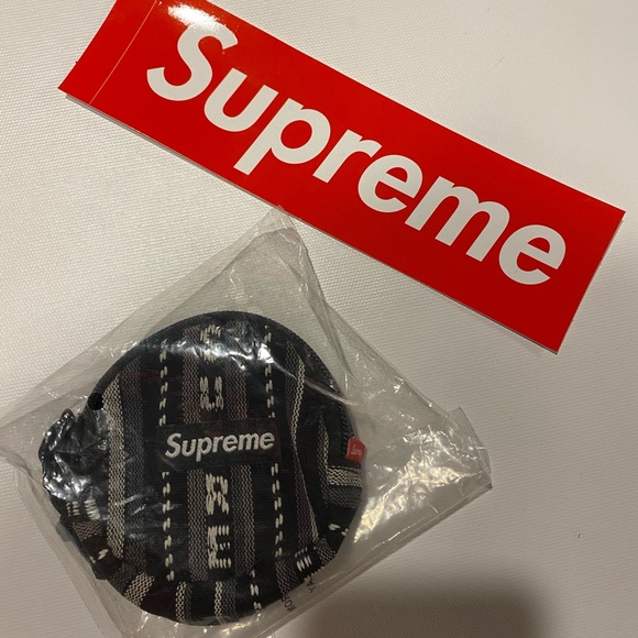 woven stripe coin pouch